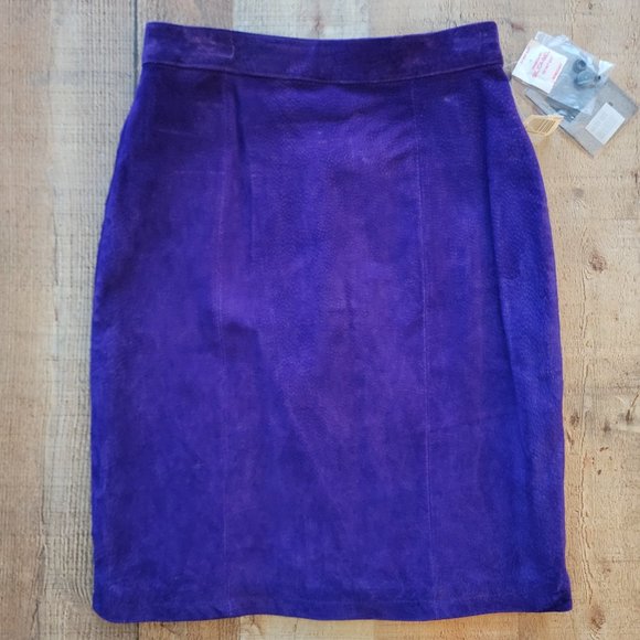 Vintage Global Identity Purple Suede Skirt - Picture 1 of 16